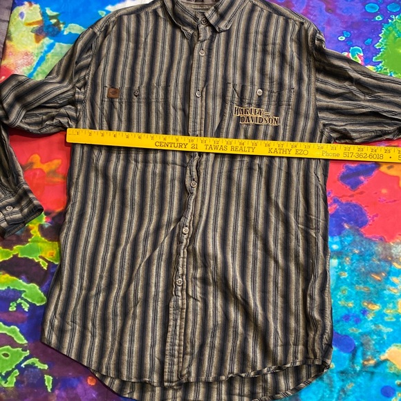 Harley Davidson Shirt Button Up Mens Large Tall. Striped Nice Preowned. - Picture 9 of 10